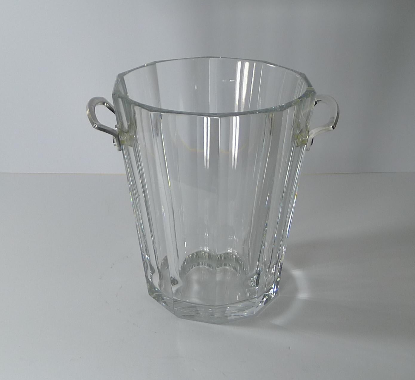 A fabulous hefty piece of French crystal was used to create this smart Baccarat Champagne / Ice bucket in the 