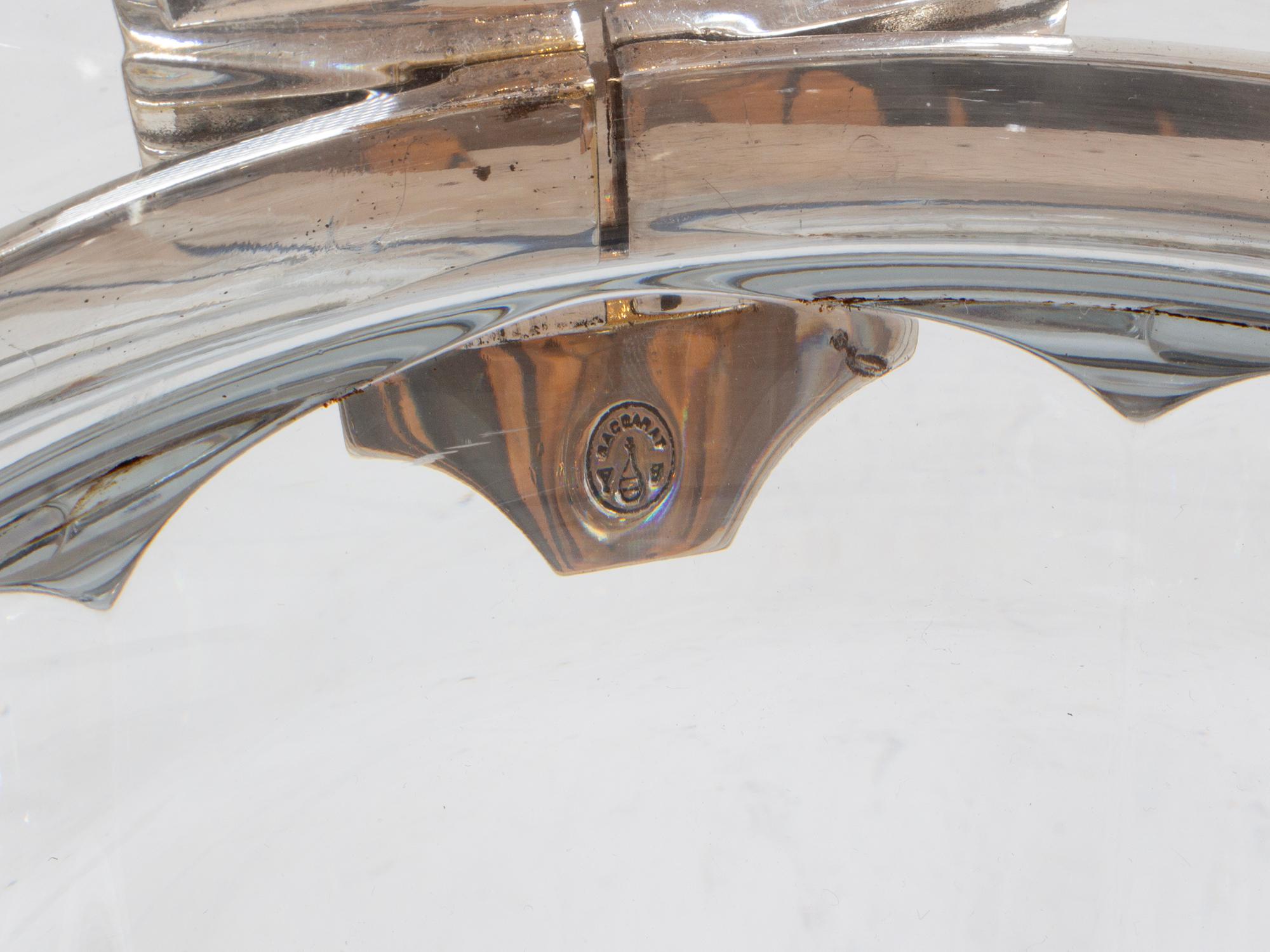 Silver Plate Baccarat Crystal Champagne Cooler For Sale