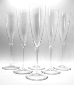 Baccarat crystal champagne flutes - Dom Perignon pattern - signed
