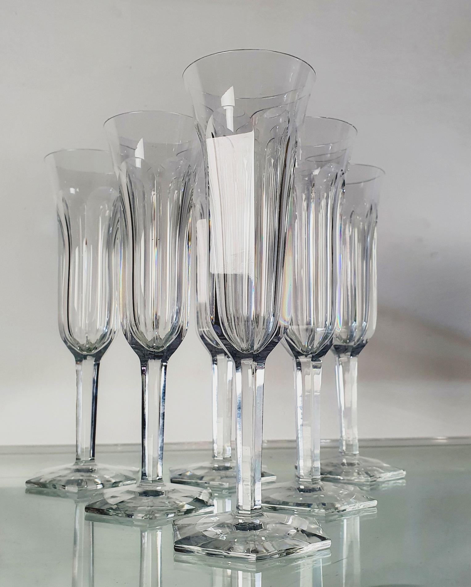 Baccarat Kristall Champagnerflöten 6er Set im Zustand „Hervorragend“ im Angebot in Albano Laziale, Rome/Lazio