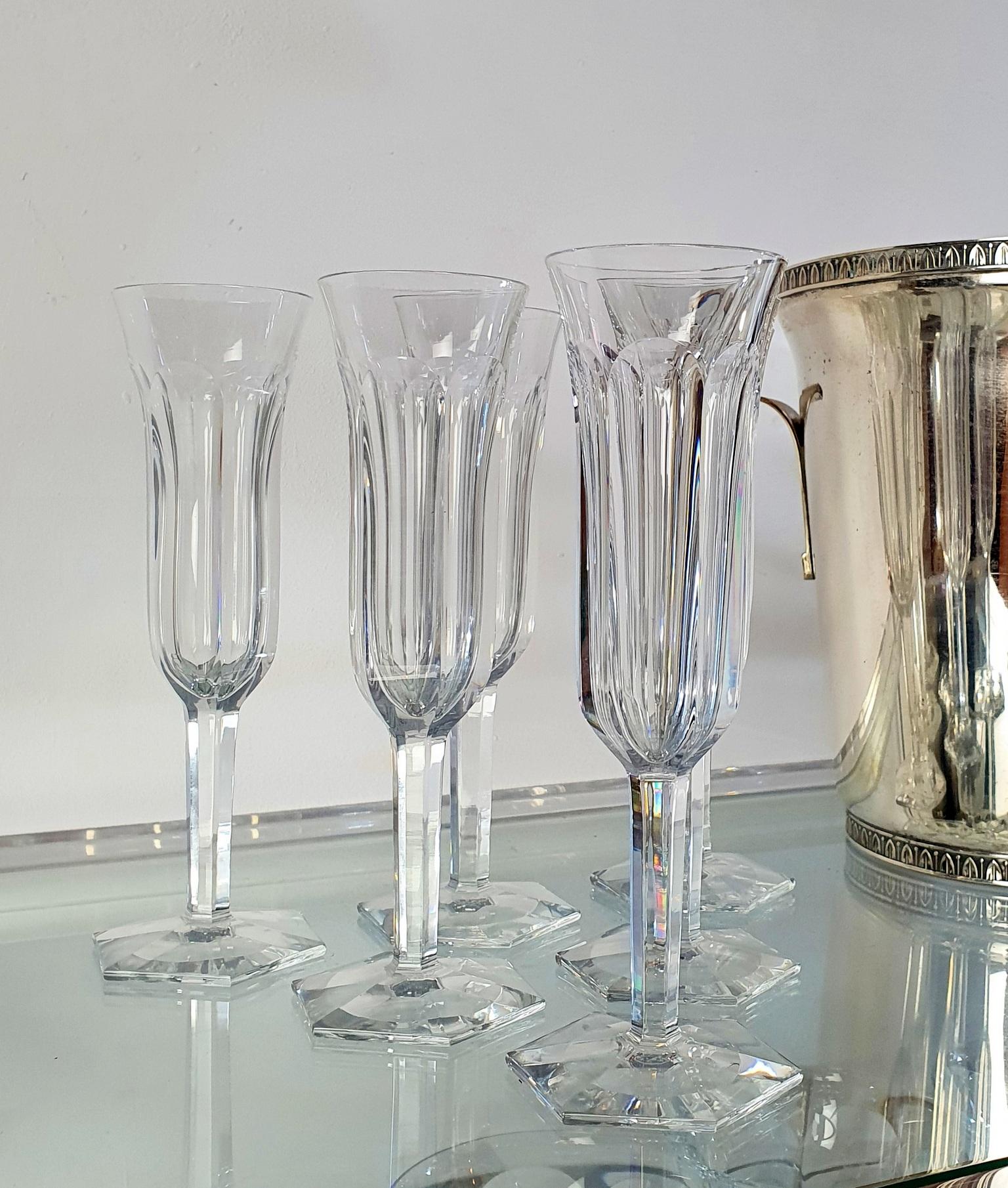 Baccarat Crystal Champagne Flutes Set of 6 In Excellent Condition For Sale In Albano Laziale, Rome/Lazio