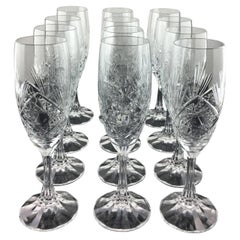 Used Baccarat Crystal Champagne Flutes, Set of 8
