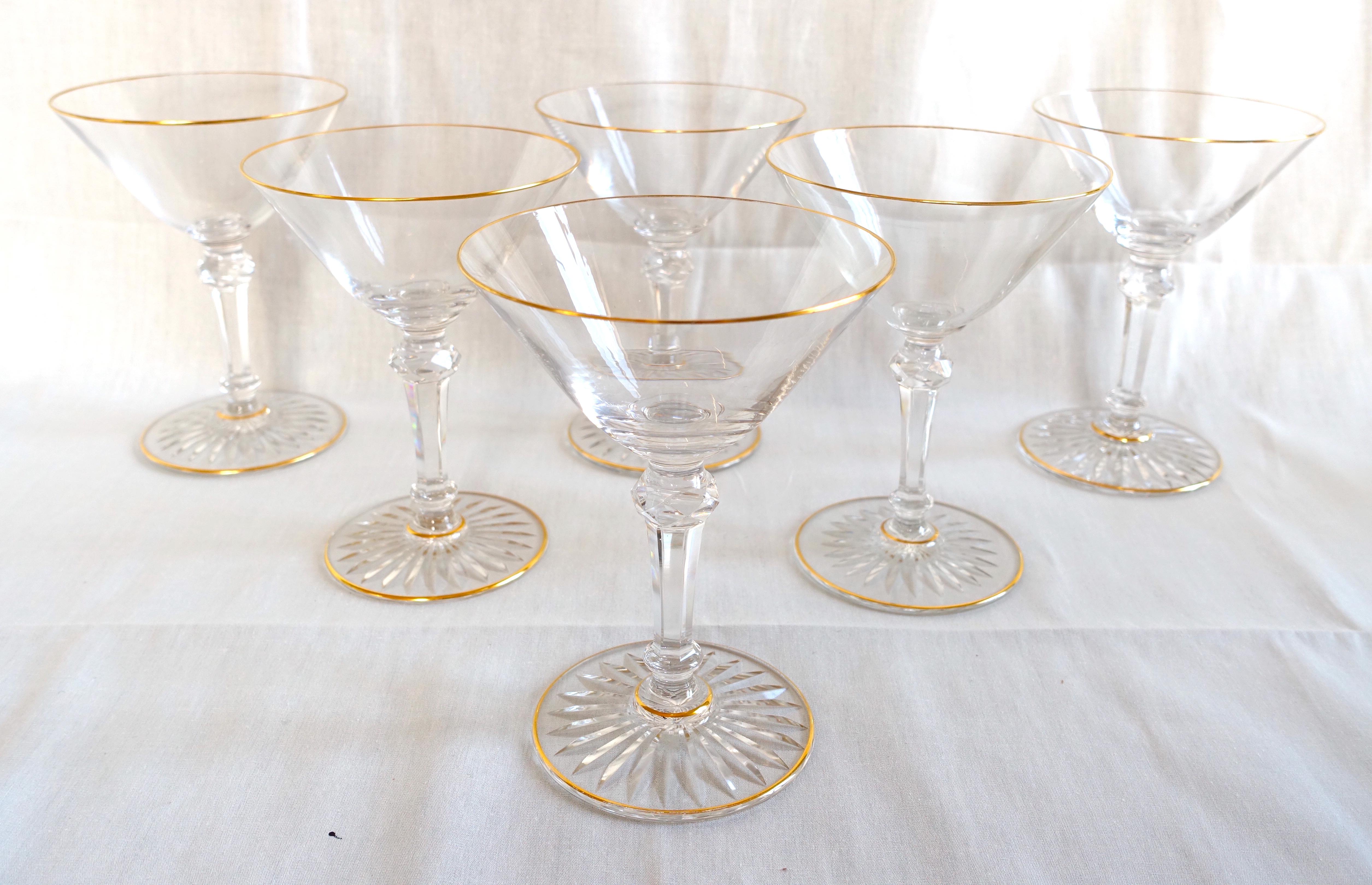 Crystal Baccarat crystal champagne glass - fine gold gilt - early 20th century