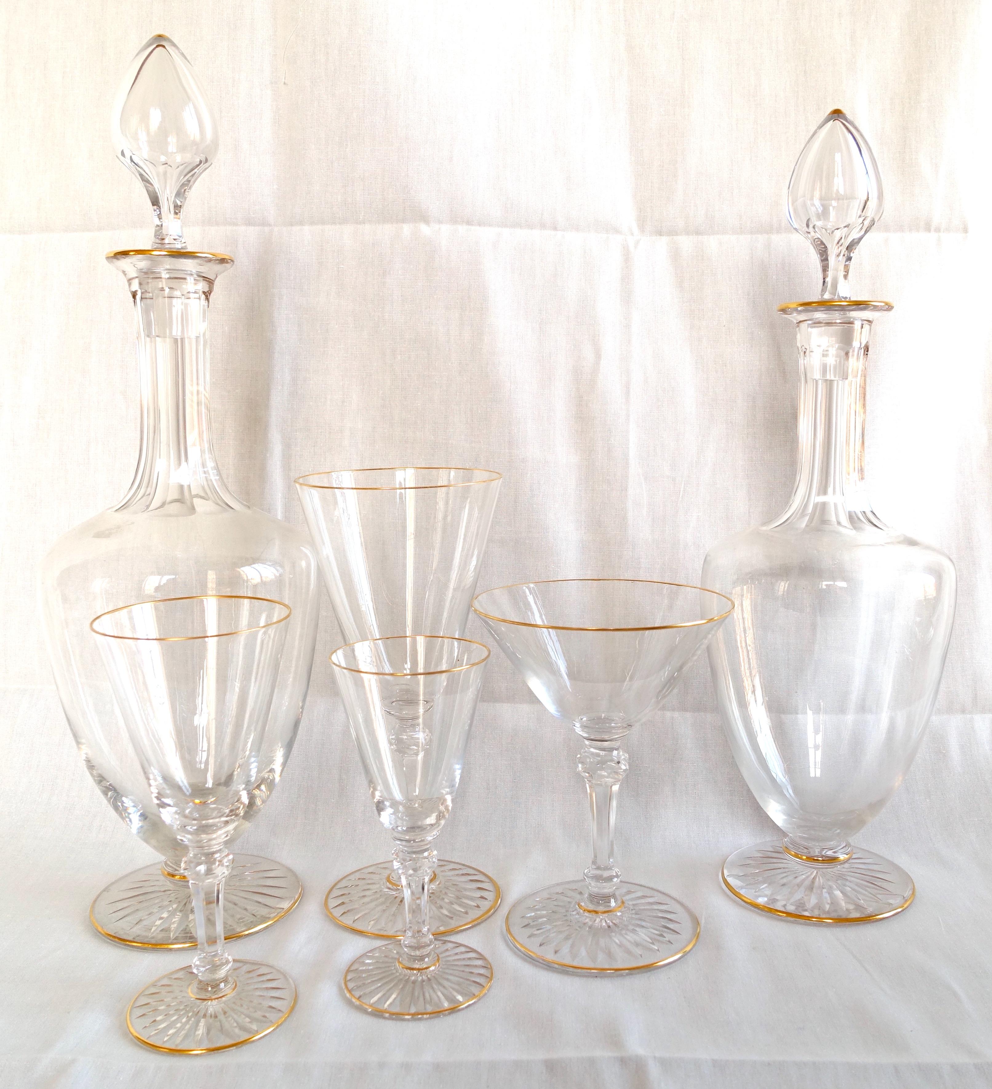 Baccarat crystal champagne glass - fine gold gilt - early 20th century 1