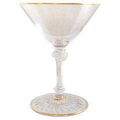 Antique Baccarat crystal champagne glass - fine gold gilt - early 20th century