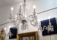 Baccarat Crystal Chandelier and Pair of Sconces, Napoleon III Style.