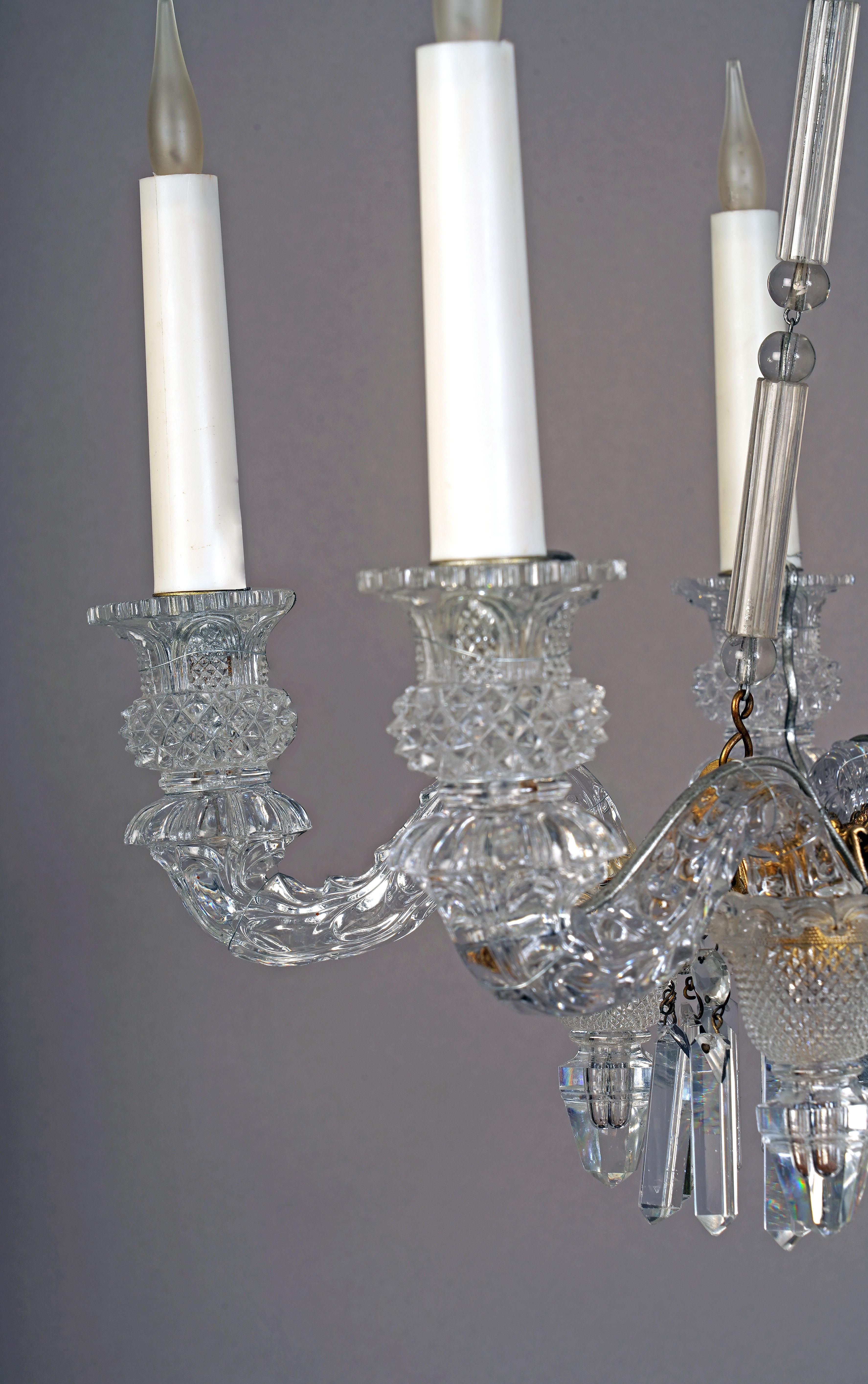 Faceted Baccarat, Crystal Chandelier, France, circa 1825 For Sale
