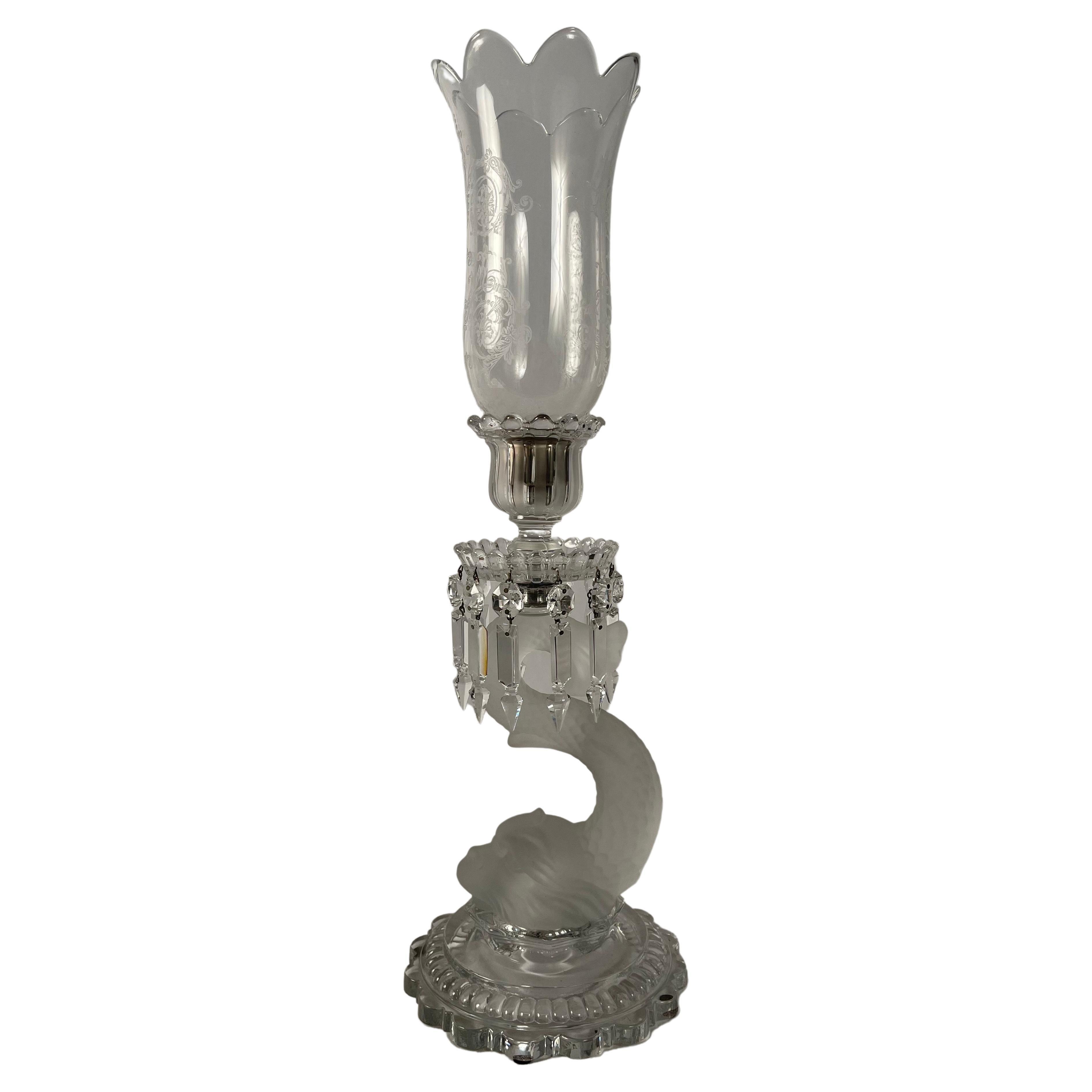 Pair of MidCentury Modern Neoclassical Glass Obelisk Candelabras by