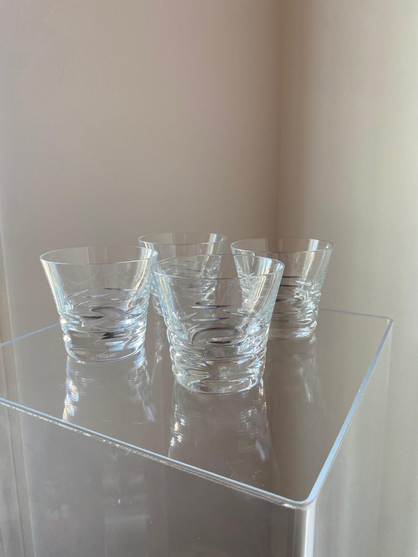 Modern Baccarat Crystal Double Old Fashioned Lola Rocks Glasses Set of 4