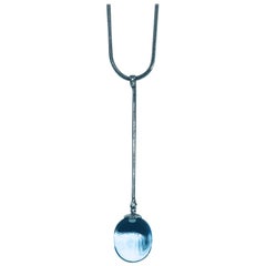 Baccarat Crystal Drop Pendant and Sterling Silver Lariat Necklace