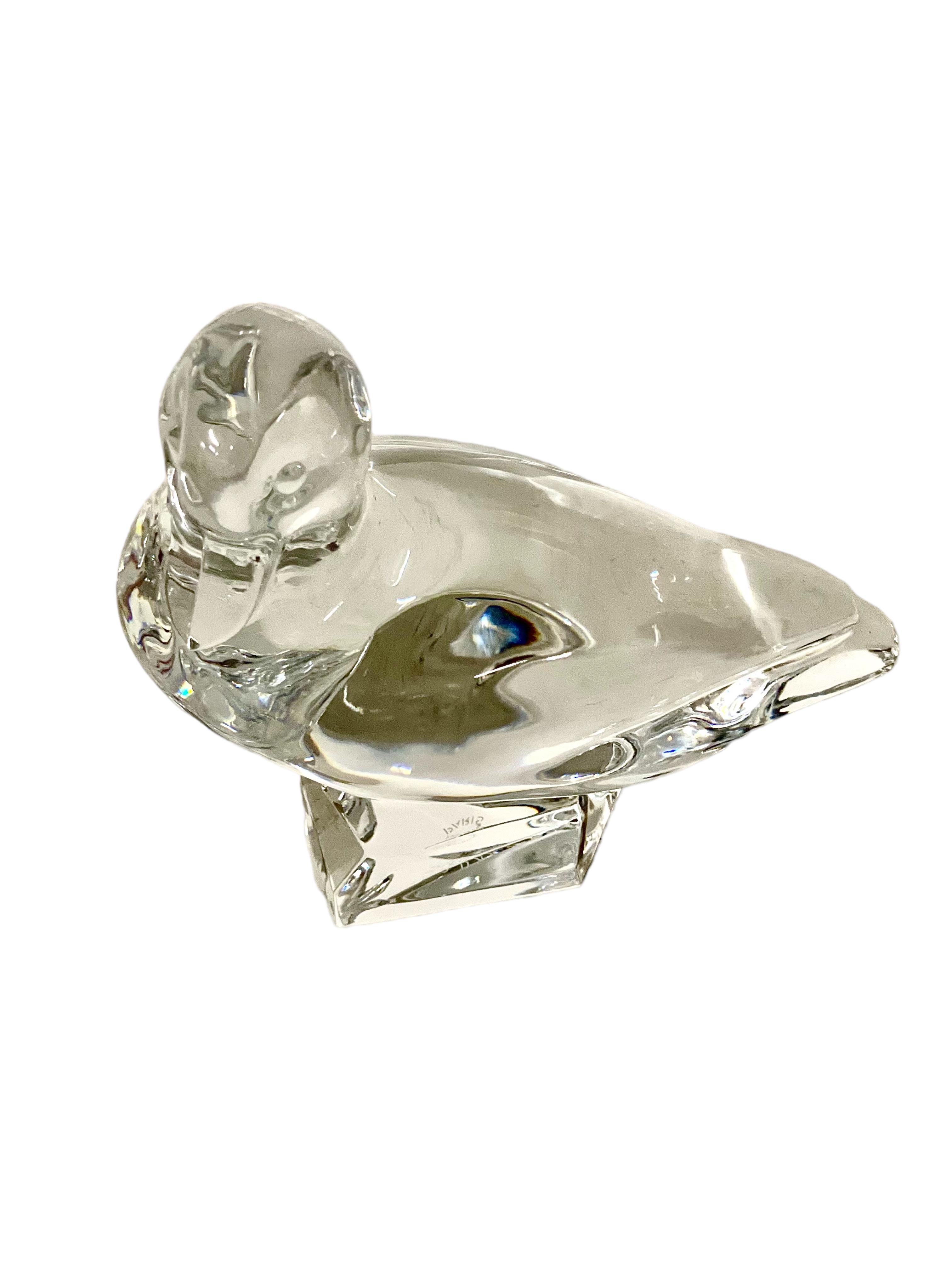 Art Deco Baccarat Crystal Duck Figurine Decoration or Paperweight For Sale