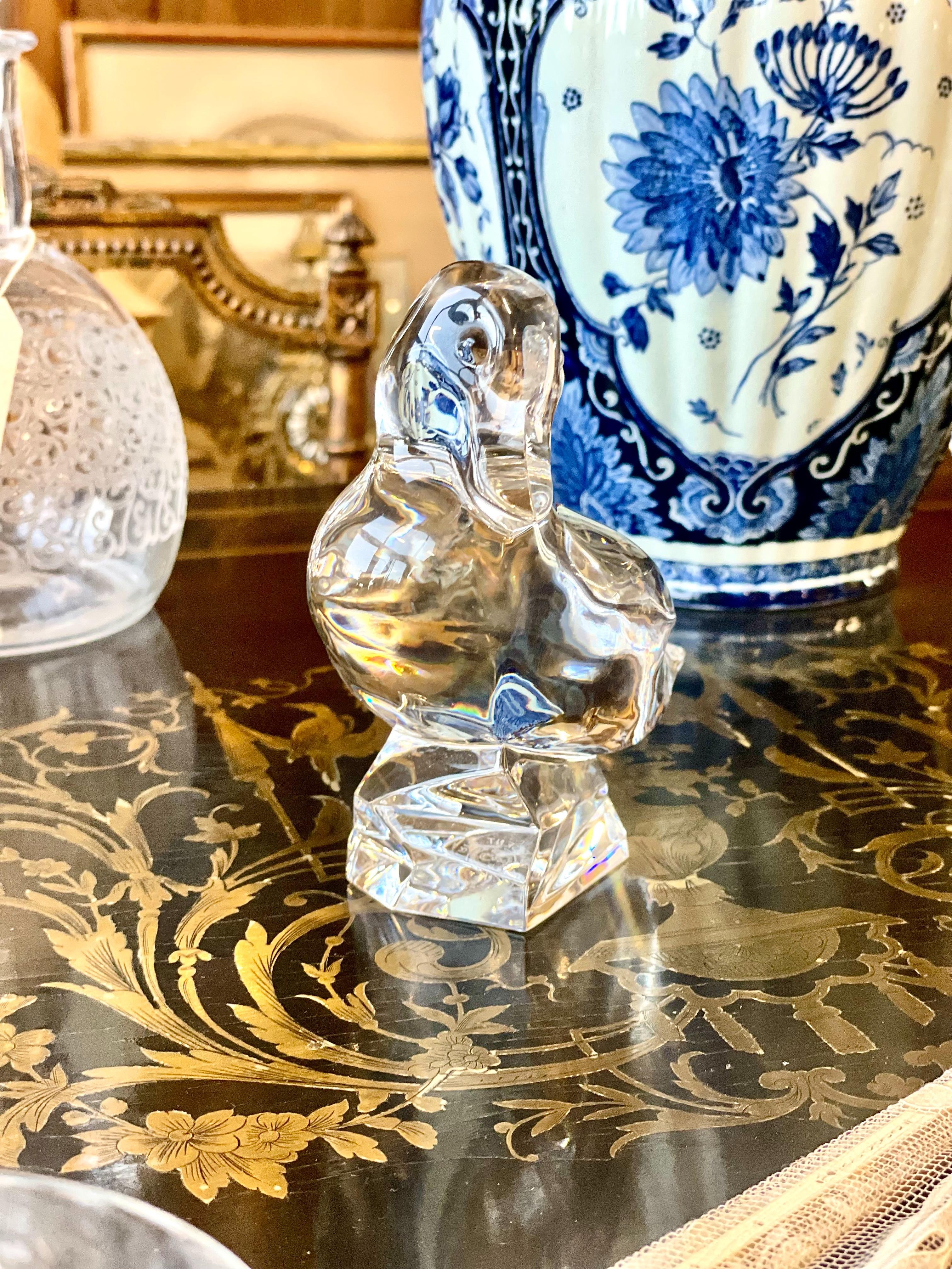 20th Century Baccarat Crystal Duck Figurine Decoration or Paperweight For Sale