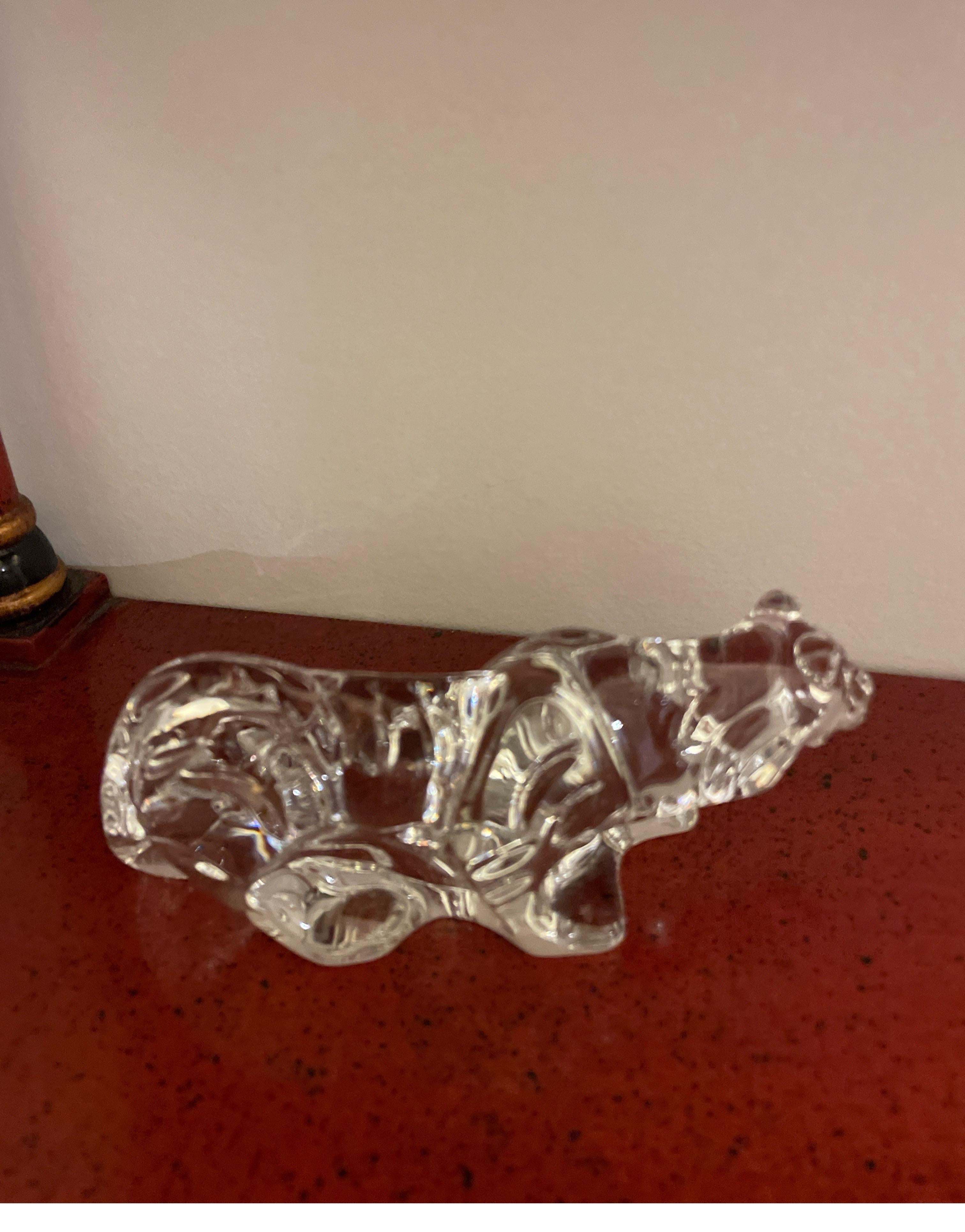 French Baccarat Crystal Figurine / Paperweight of a Tiger For Sale