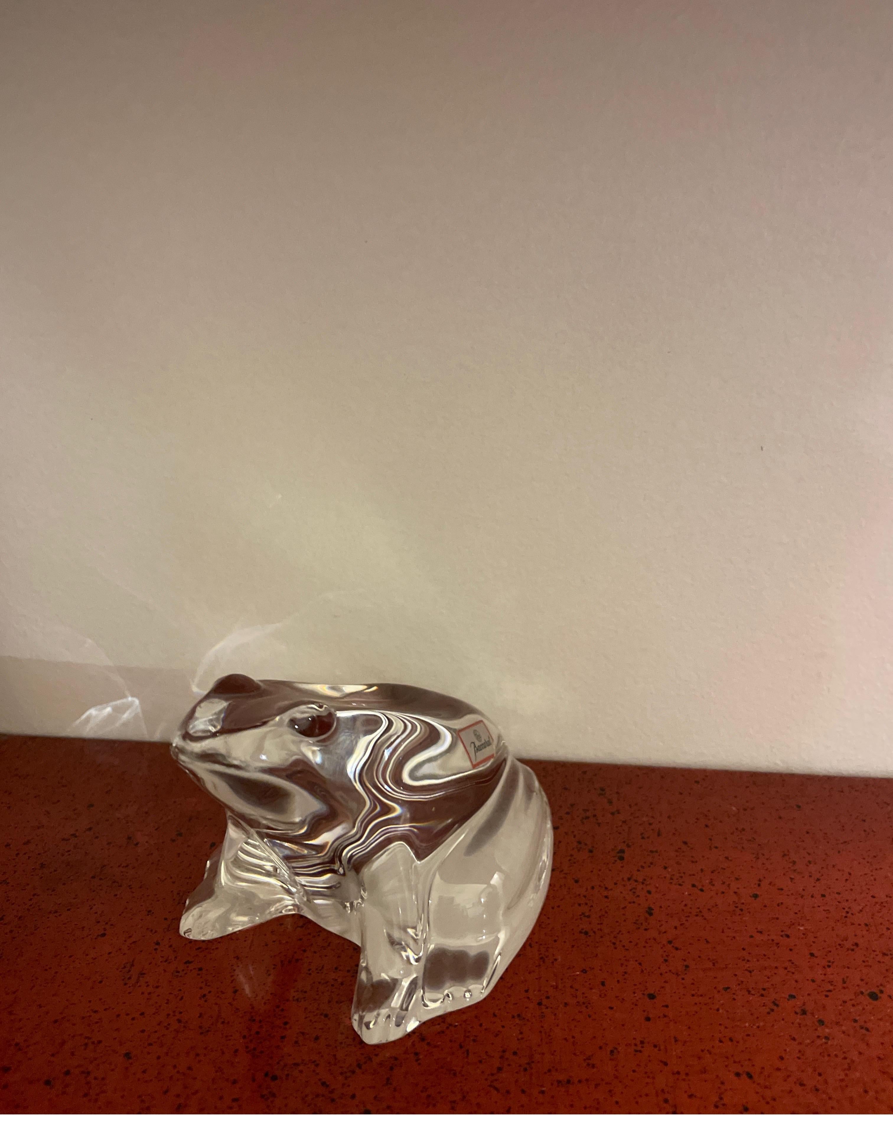 Very sweet crystal frog figurine by Baccarat of France.