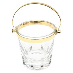 Baccarat Crystal Glass and Brass Modernist Ice Bucket Barware Vintage