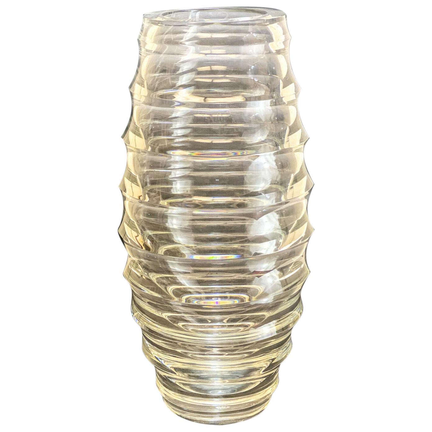 Baccarat Crystal Glass Circumference Vase by Vicente Wolf For Sale