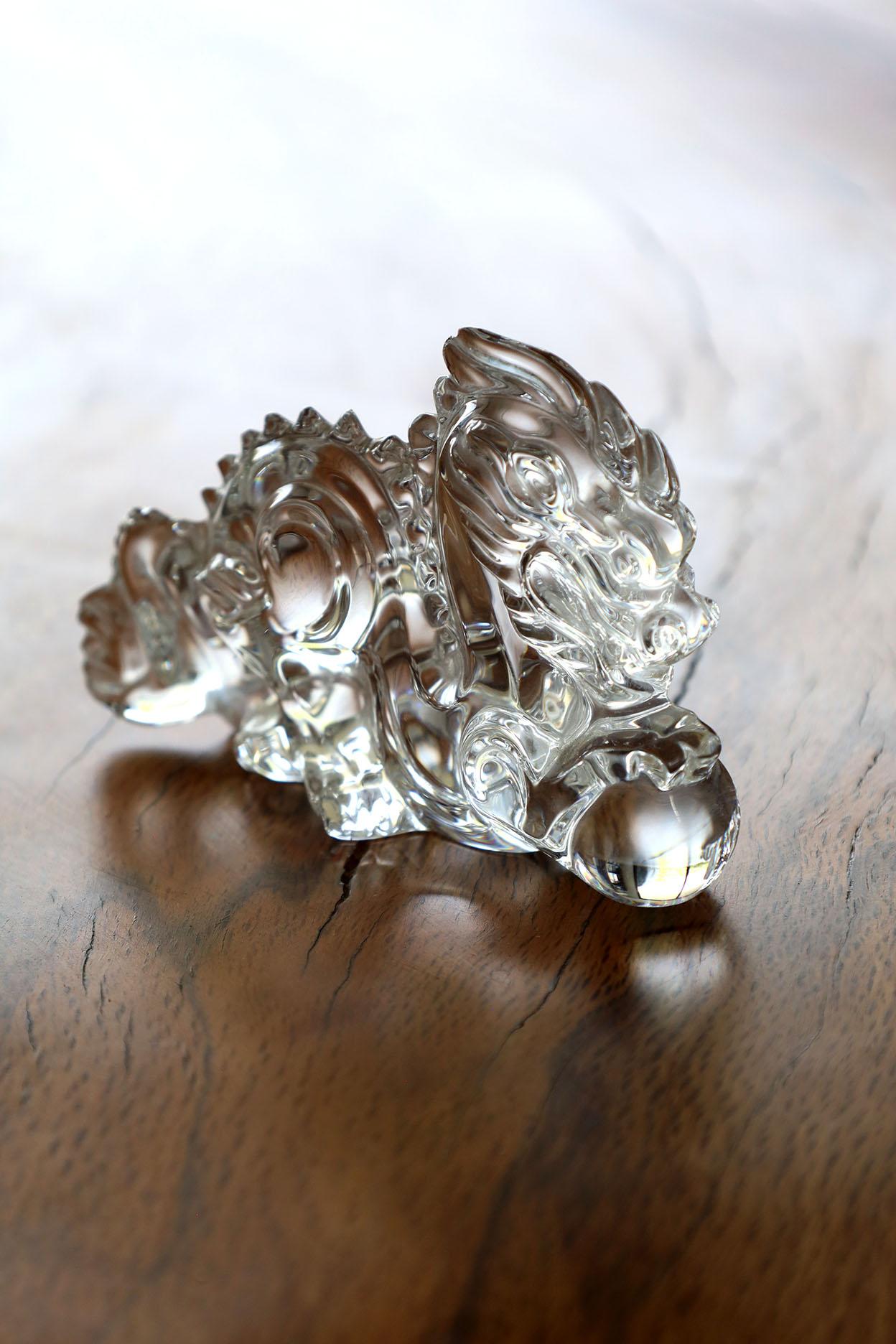 French Baccarat Crystal Glass Zodiac Dragon For Sale