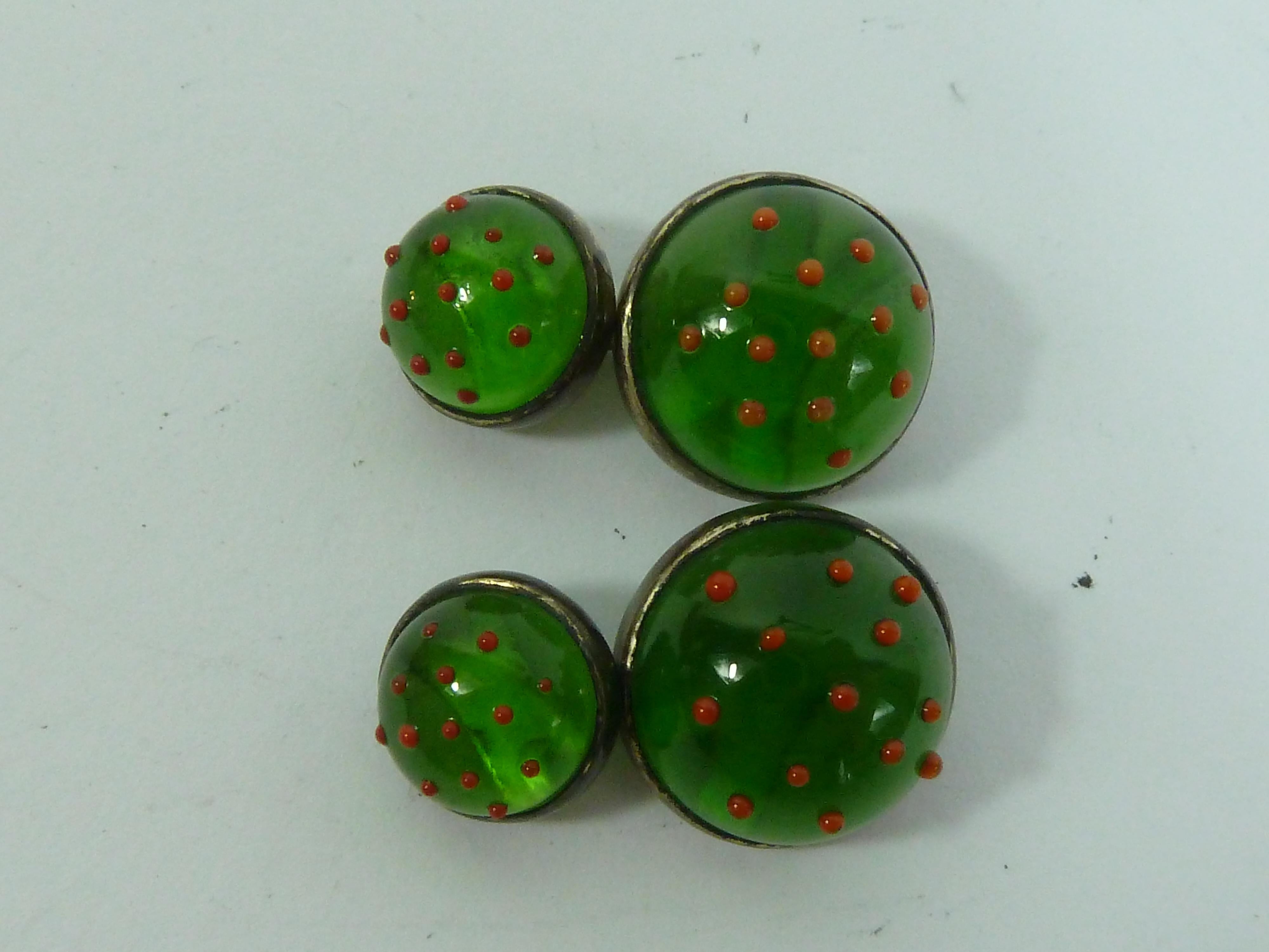 Baccarat Crystal Green Red Cufflinks 1990s In Excellent Condition In Brindisi, Bt