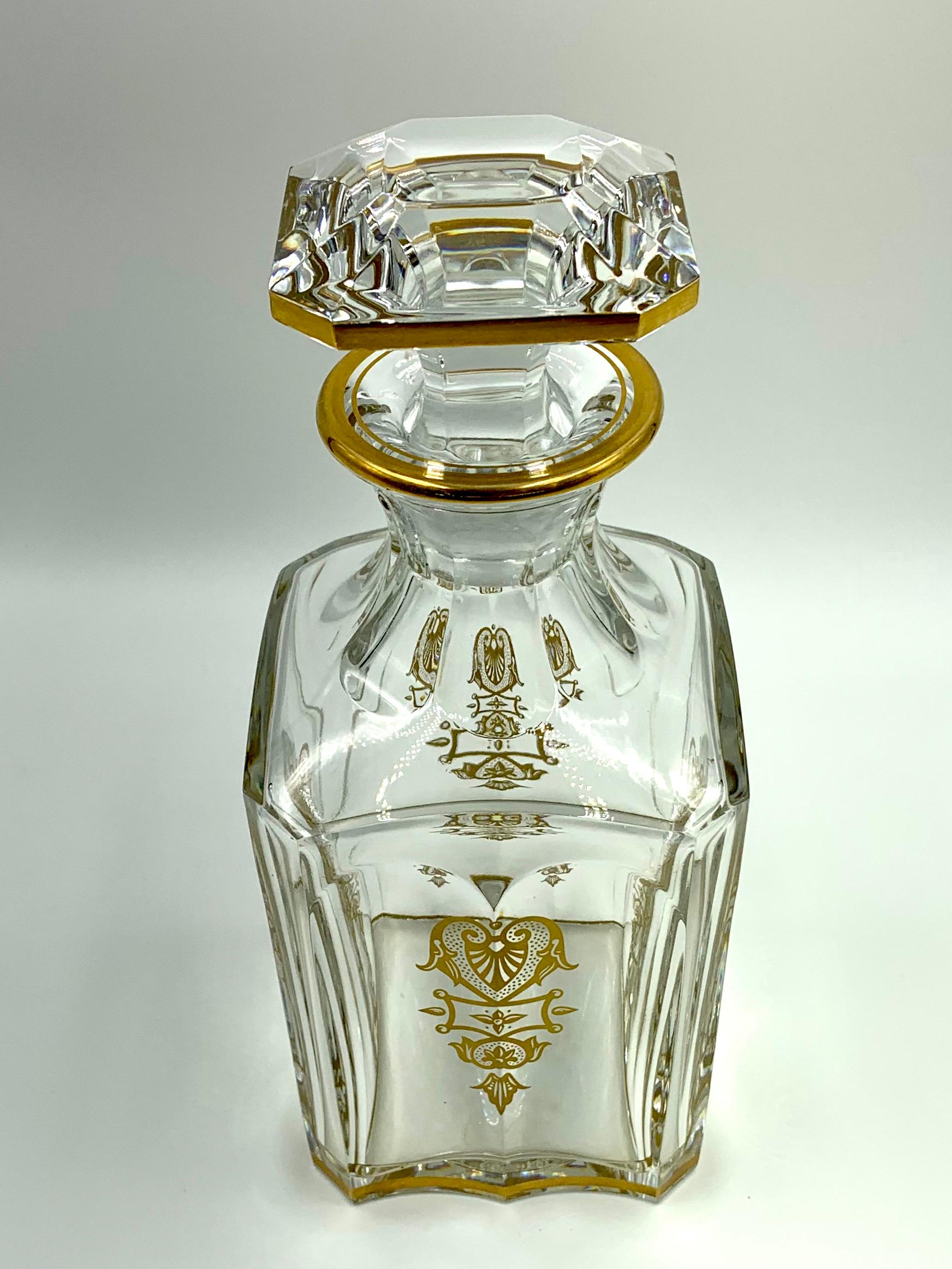 Gilt Baccarat Crystal Harcourt 1841 Empire Whiskey Decanter