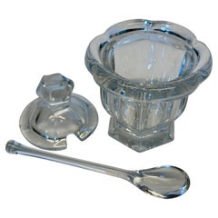 Baccarat Crystal Harcourt Missouri Condiment Jar with Serving Spoon