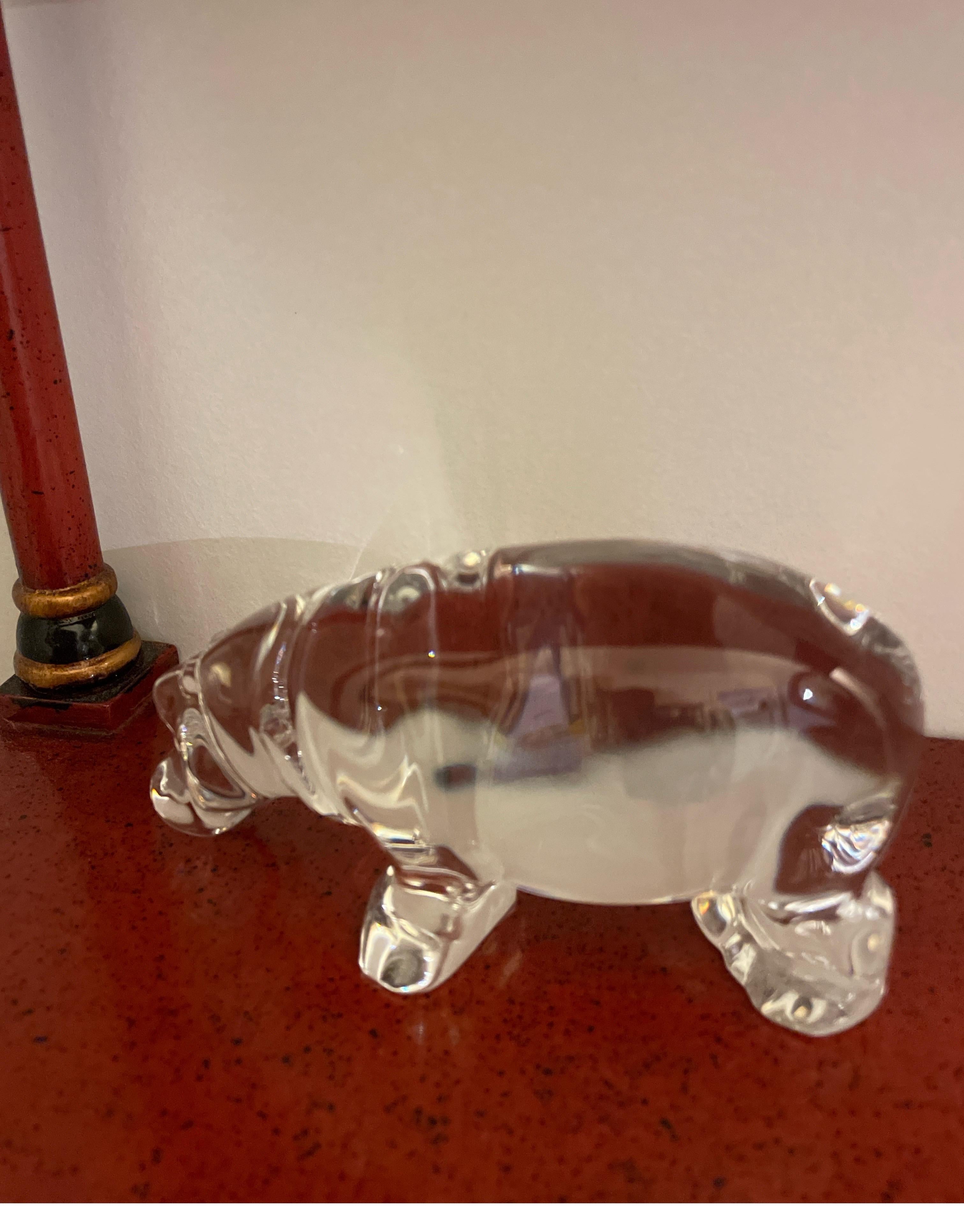 Baccarat Crystal Hippopotamus Figurine / Paperweight In Good Condition For Sale In West Palm Beach, FL