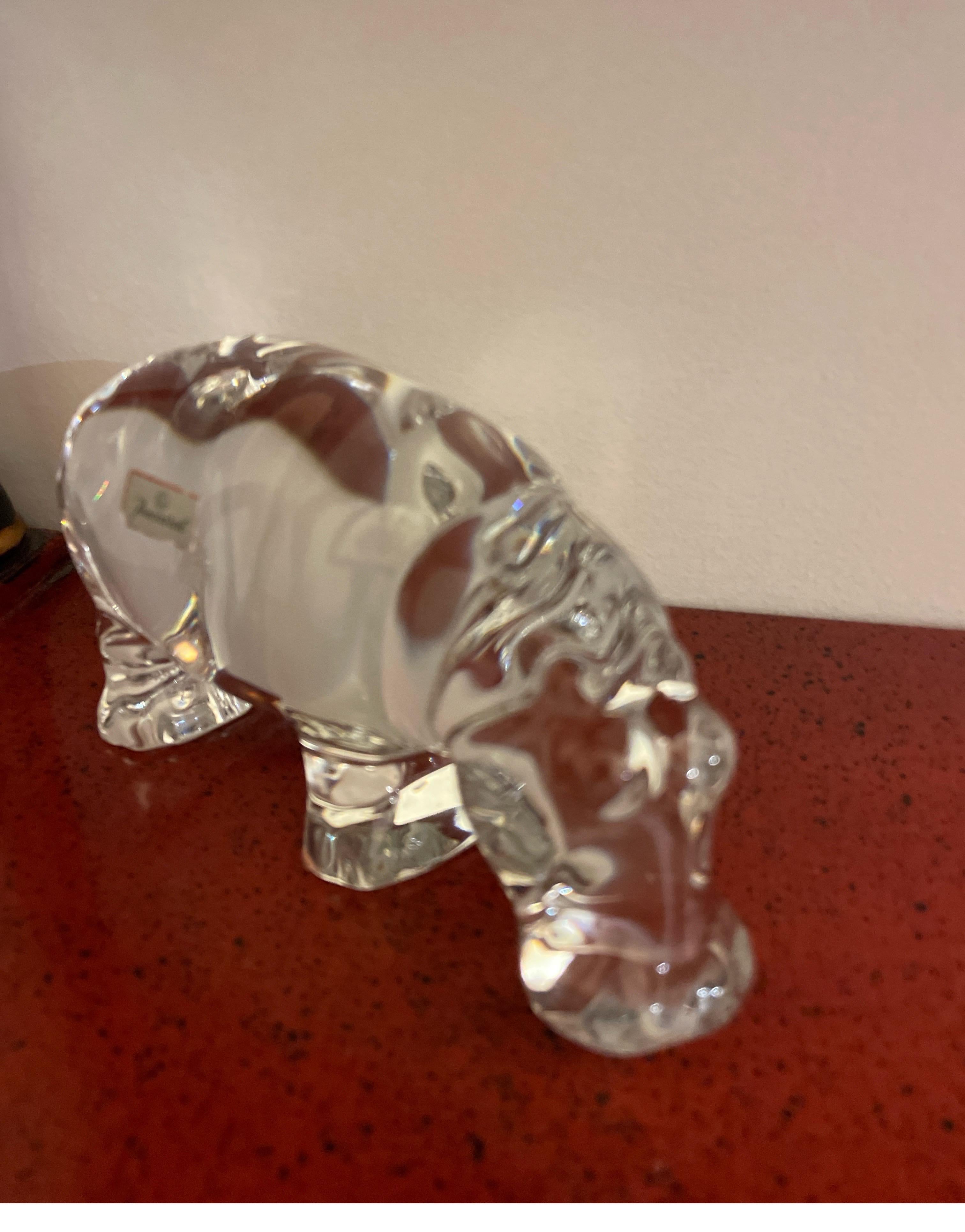 Baccarat Crystal Hippopotamus Figurine / Paperweight For Sale 1