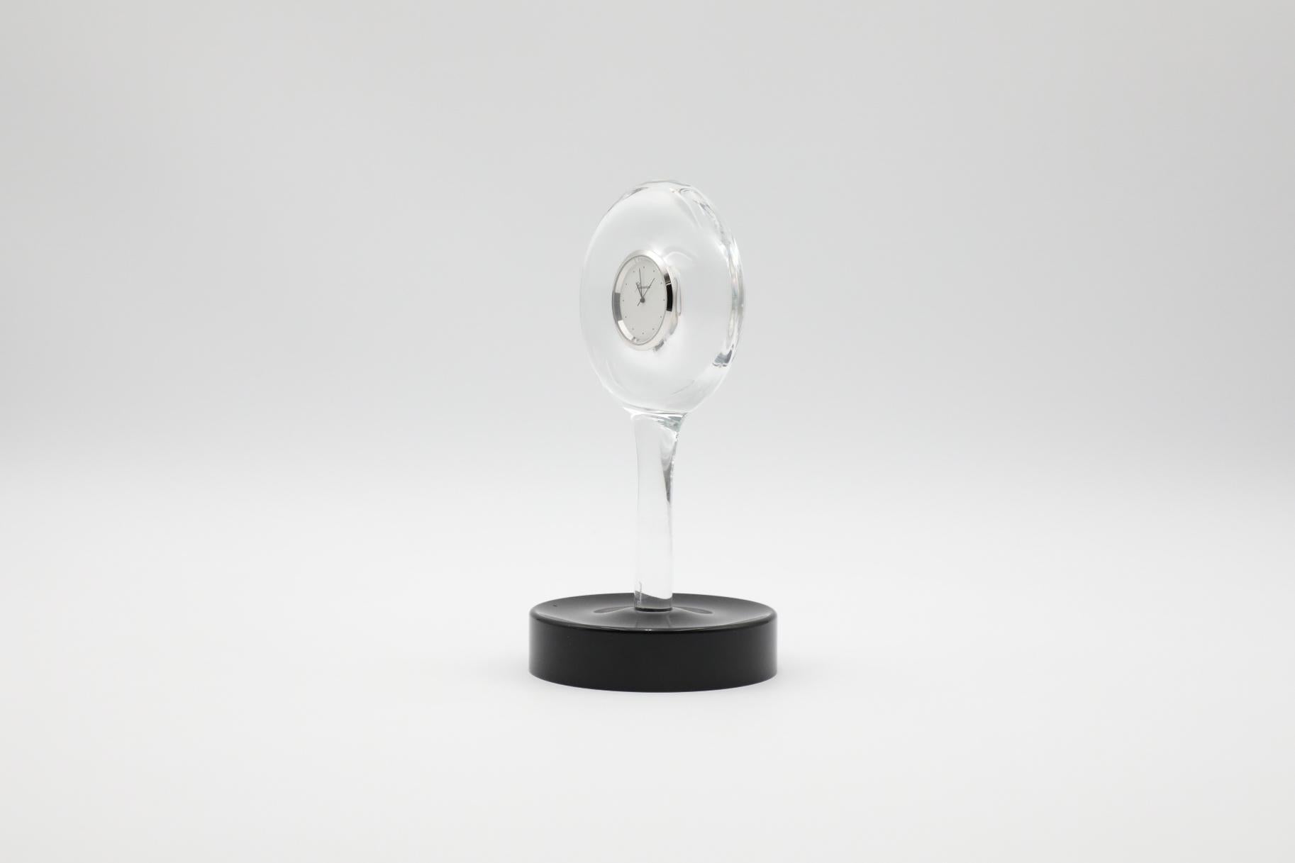 Modern Baccarat Crystal Hypnos Pendulette Table Clock, France For Sale