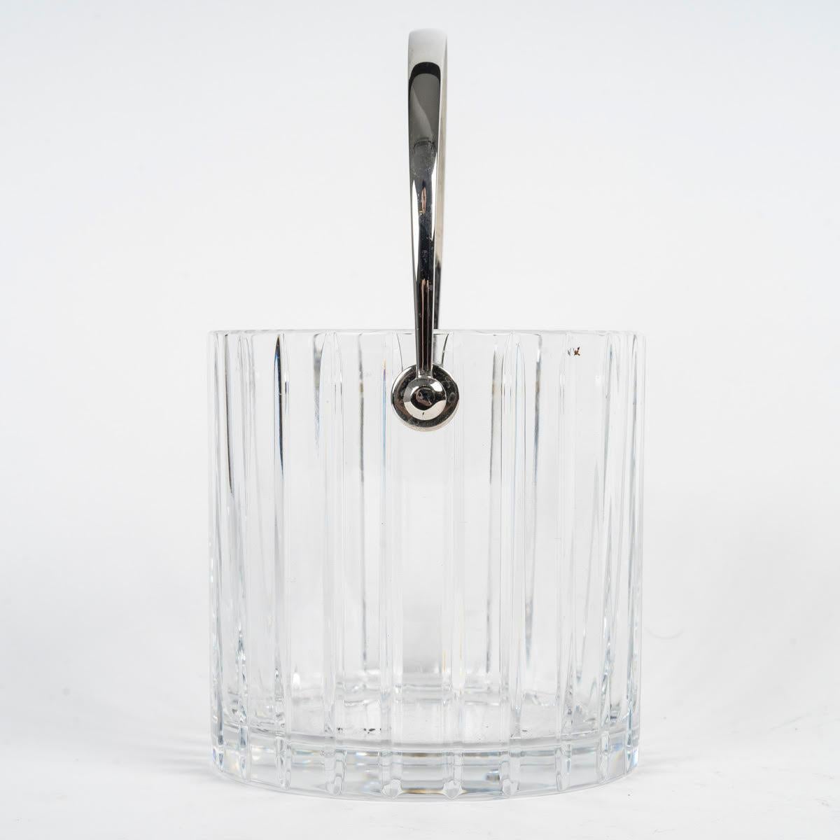 Mid-Century Modern Baccarat Crystal Ice Bucket, 1950, Signed Baccarat.