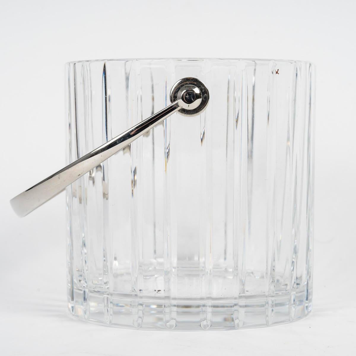 French Baccarat Crystal Ice Bucket, 1950, Signed Baccarat.