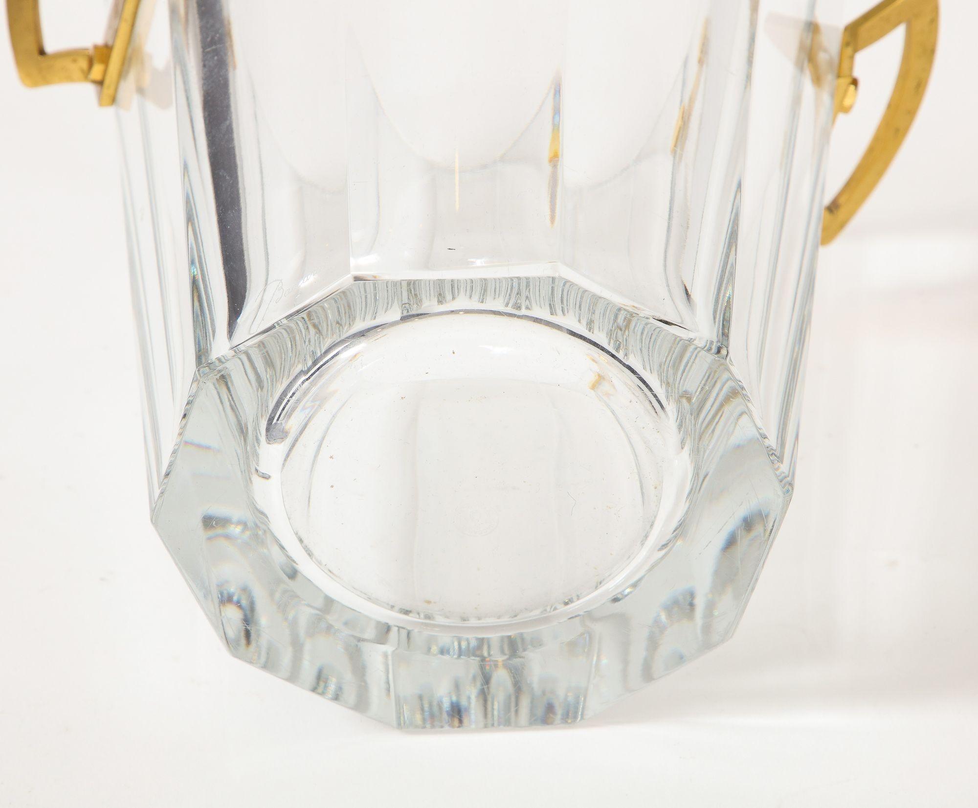 Baccarat Fluted Crystal Ice Bucket with Gold plated Handles. 6