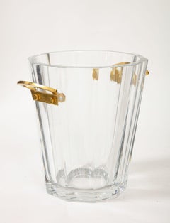 Baccarat Fluted Crystal Ice Bucket with Gold plated Handles.