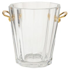 Vintage Baccarat Fluted Crystal Ice Bucket with Gold plated Handles.