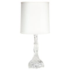 Baccarat Crystal Lamp Twisted Pattern, White Shade, Midcentury, 1950s, France