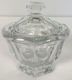 Baccarat Crystal Lidded Candy Dish or Mustard Bowl, Signed French Crystal