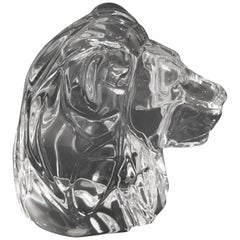 Baccarat Crystal Lion Head Paper Weight