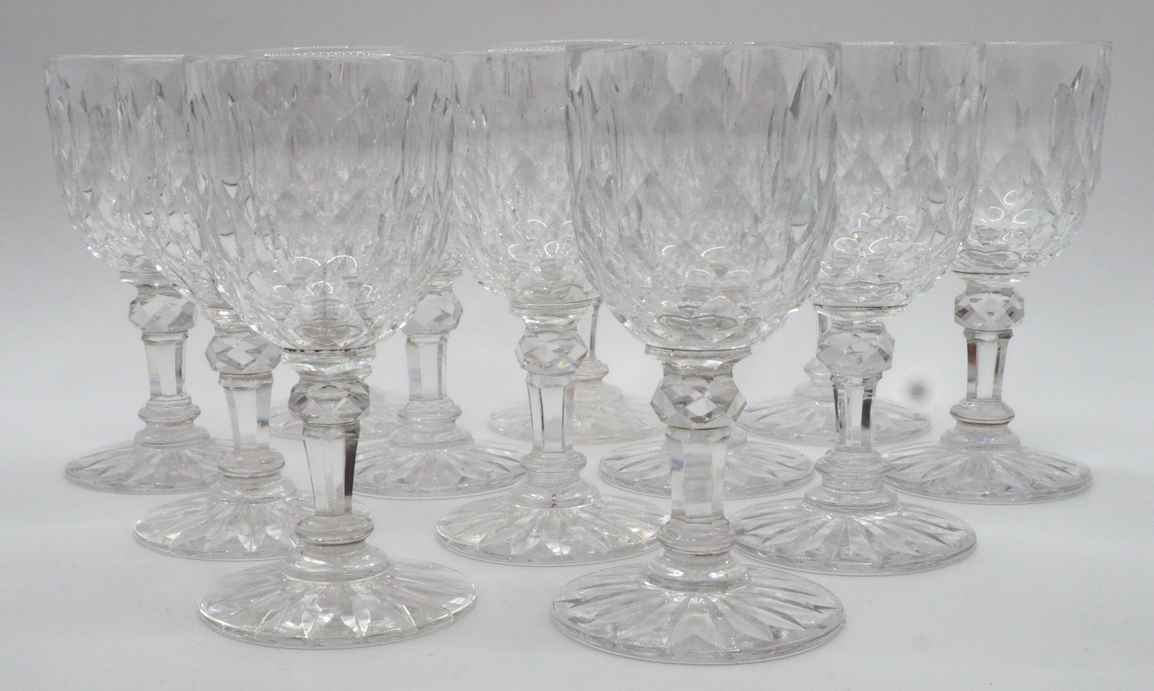 Napoleon III Baccarat crystal liquor set, 12 pieces service - Juvisy pattern - Elysee Palace