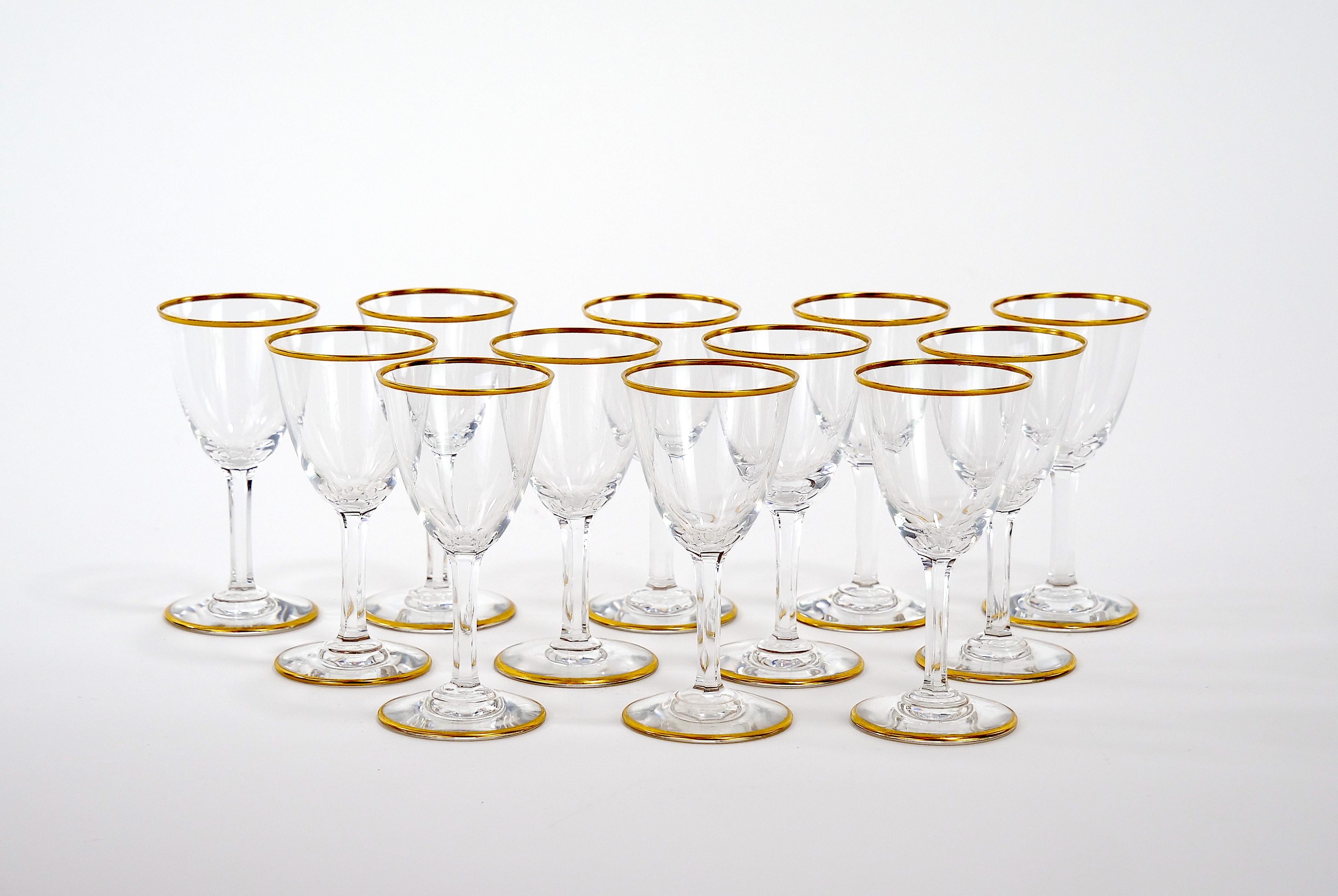 French Baccarat Crystal Liquor / Sherry Glassware Service / 12 People For Sale