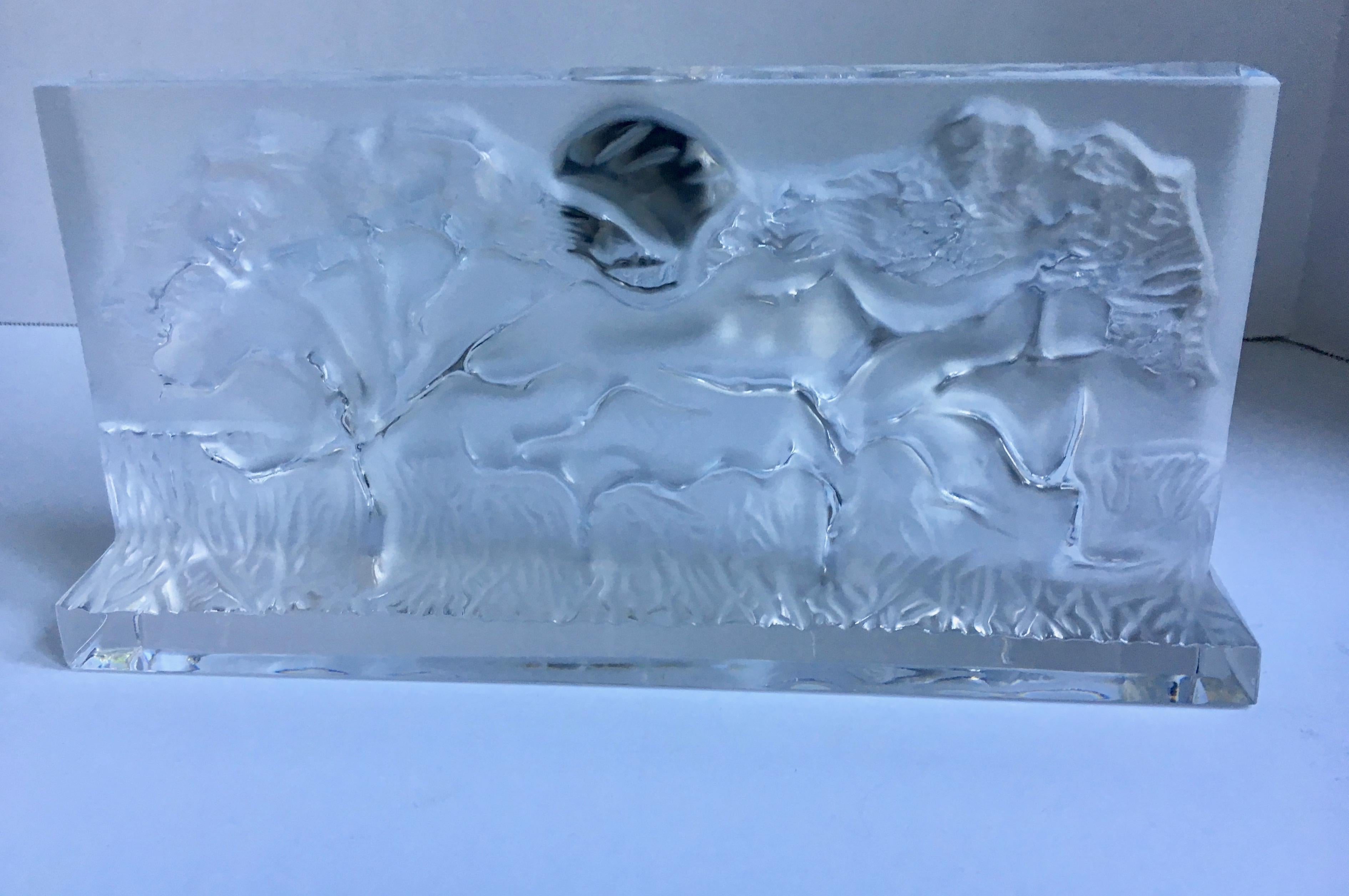 Mid-Century Modern Baccarat Crystal Mantel Clock with Elephants