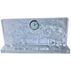 Baccarat Crystal Mantel Clock with Elephants