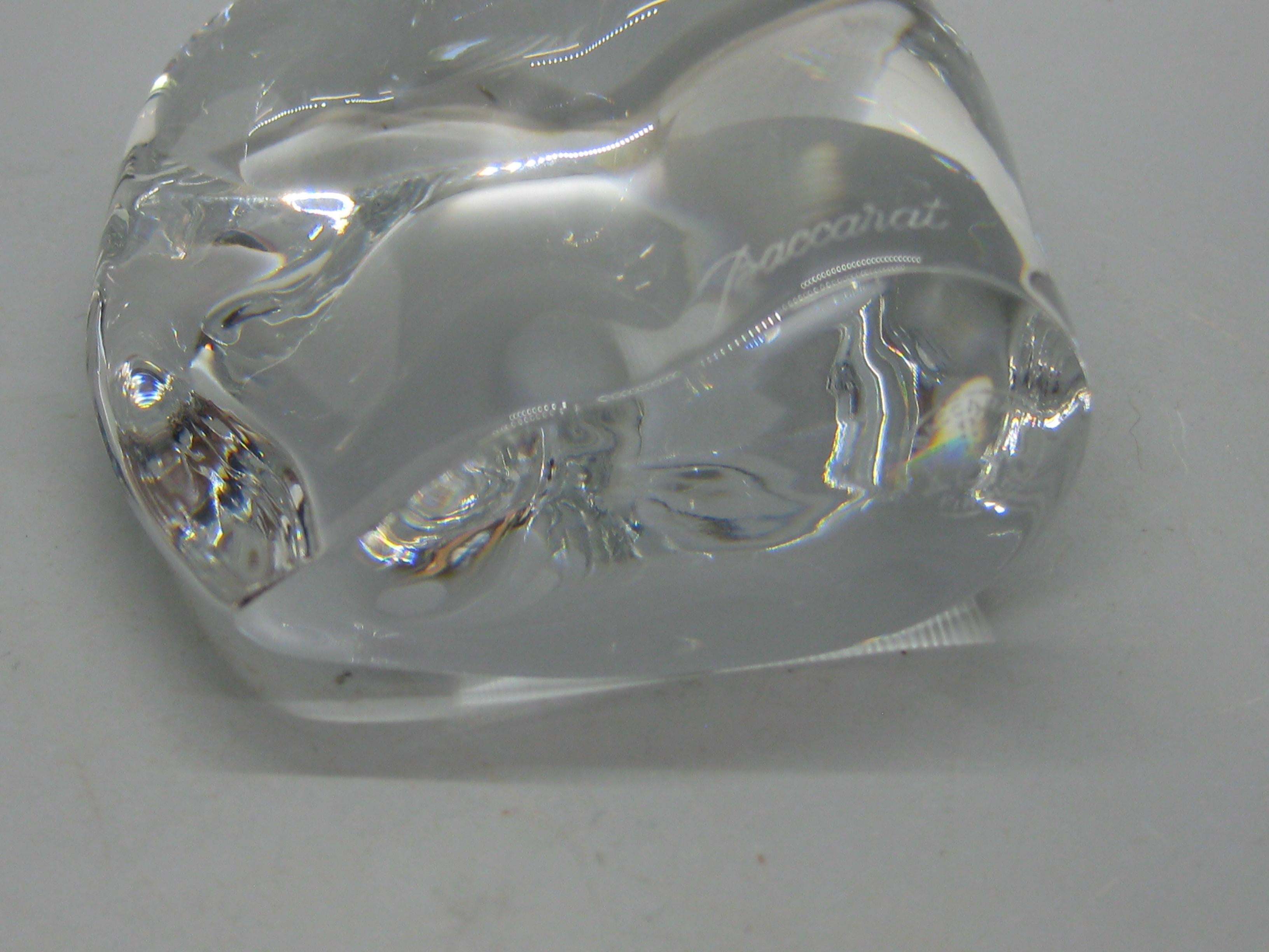 Baccarat Crystal Modernist Asian Elephant Sculpture Paperweight Figurine France For Sale 4