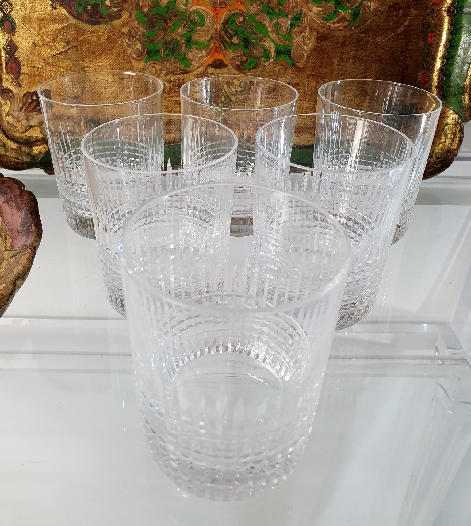 20th Century Baccarat Crystal Nancy Tumbler Glasses Set of 6+6