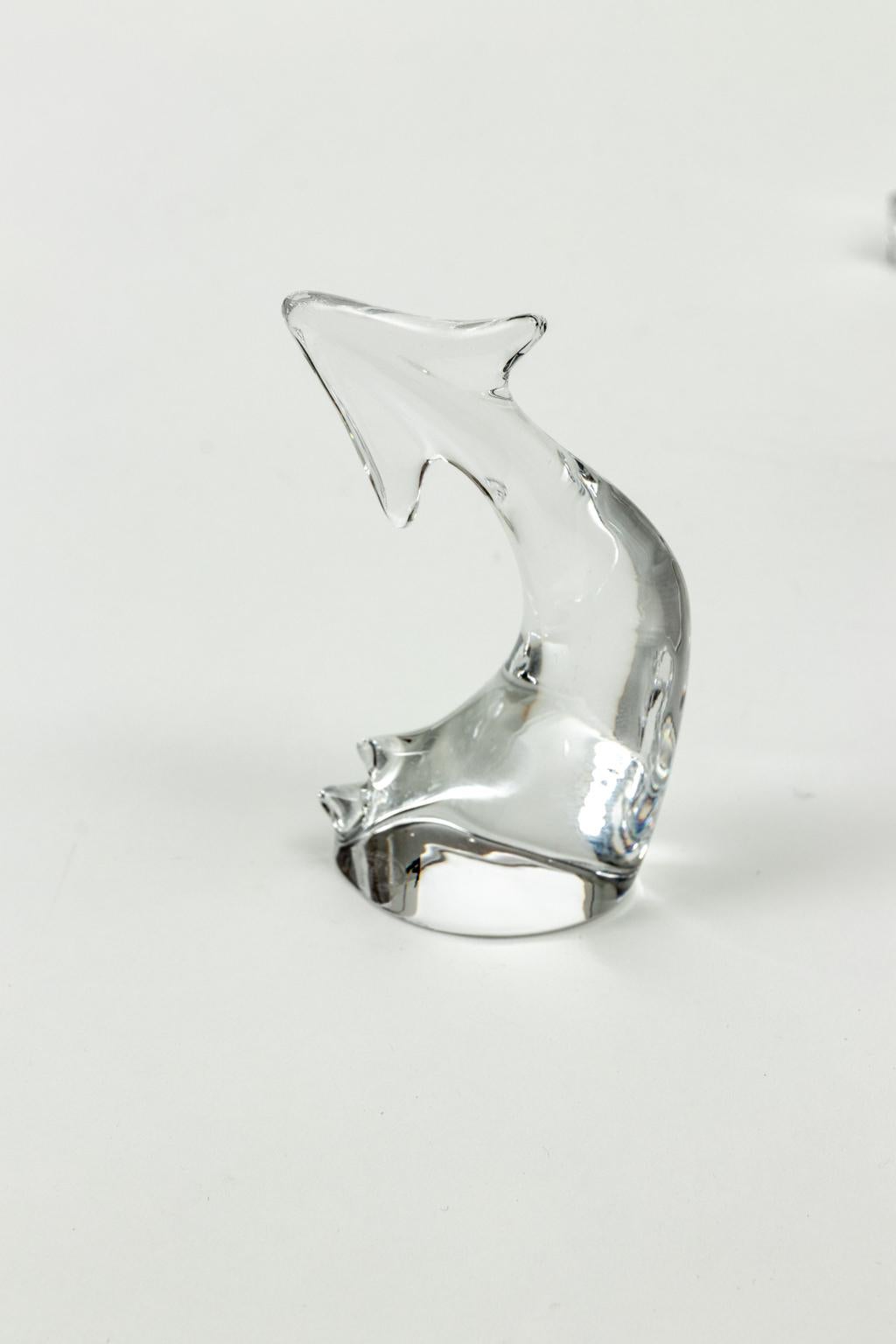 Circa 20th century four section Loch Ness crystal baccarat figure by Baccarat. Made in France. The head segment measures 4 by 2.5 Inches, body segments 1.75 by 3 Inches each, the tail segment measures 3.75 by 1.75 Inches. Please note of wear