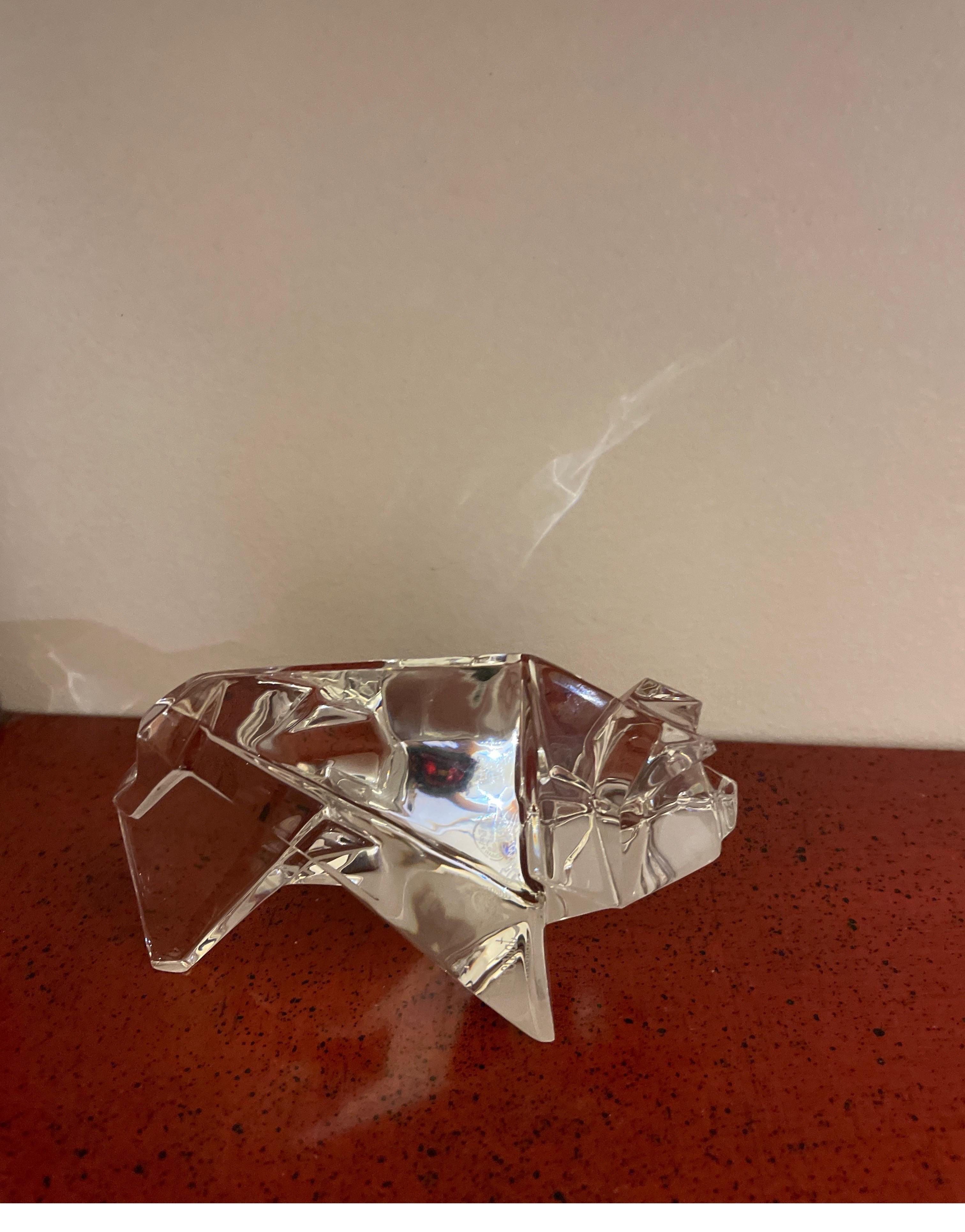 French Baccarat Crystal Origami Pig Figurine For Sale