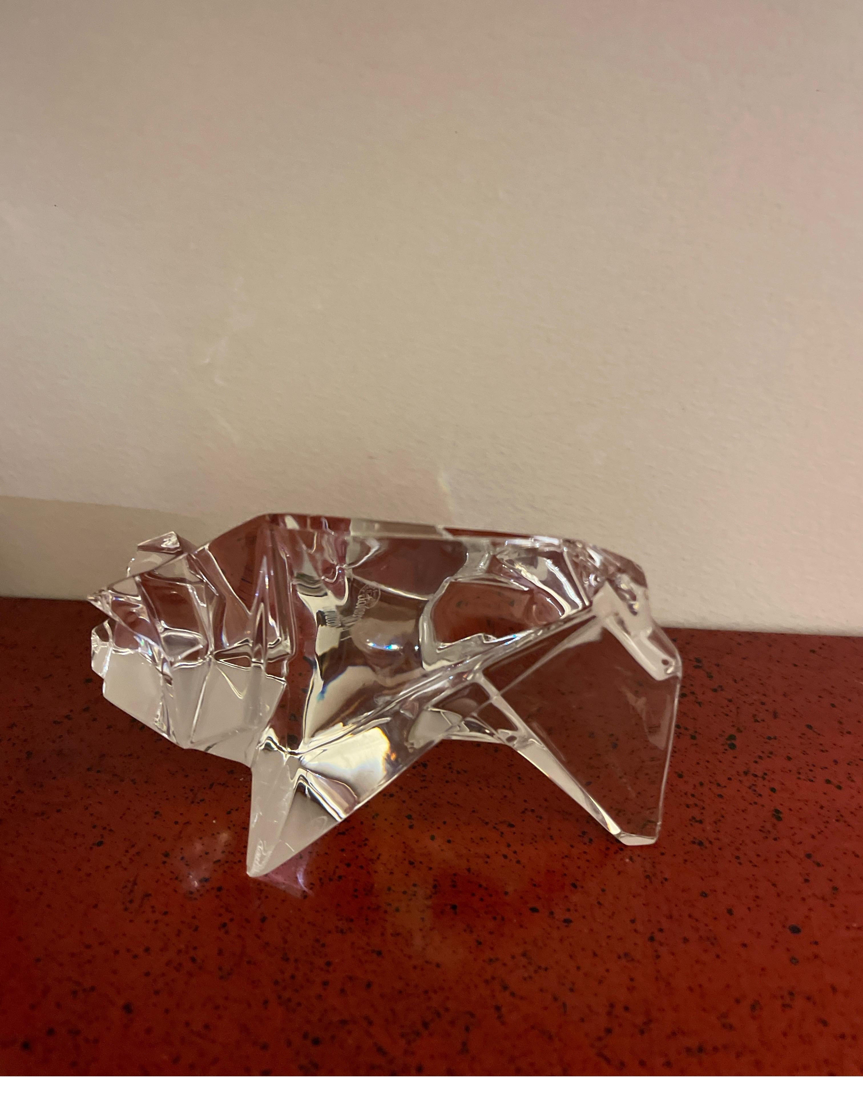 20ième siècle Figurine de porc Origami en cristal de Baccarat en vente