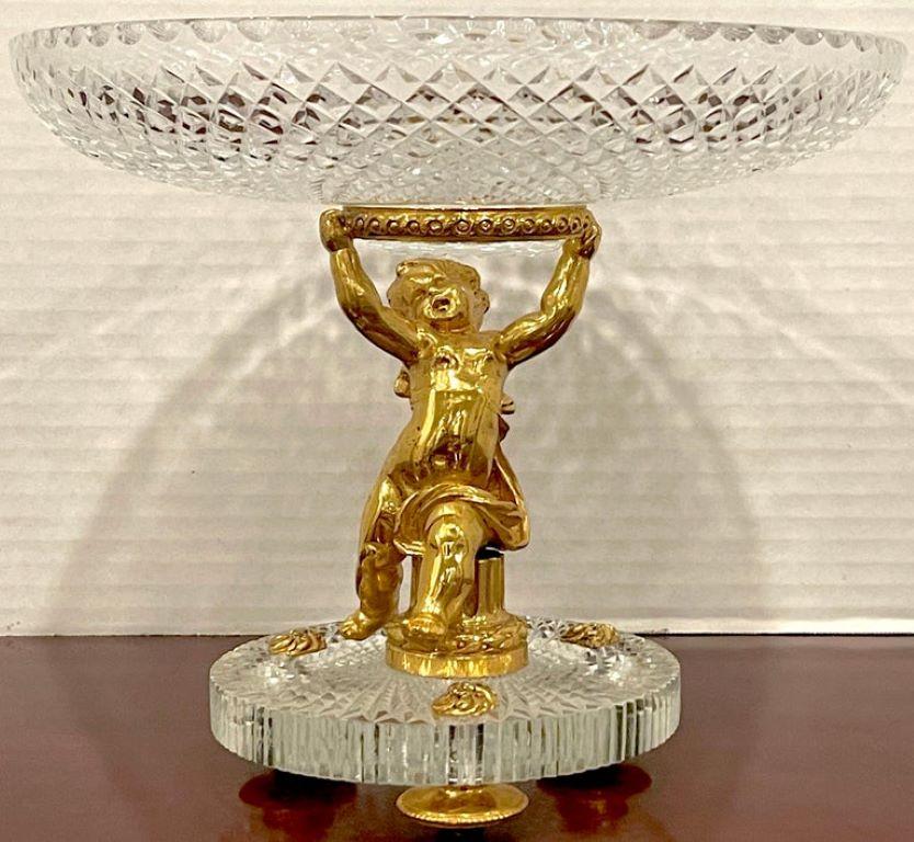 Baccarat Crystal and Ormolu Figural Putti Centerpiece 
France, circa 1890s
A stunning Baccarat crystal and ormolu figural putti centerpiece is a masterful example of late 19th-century French craftsmanship. Created circa 1890s, this exquisite