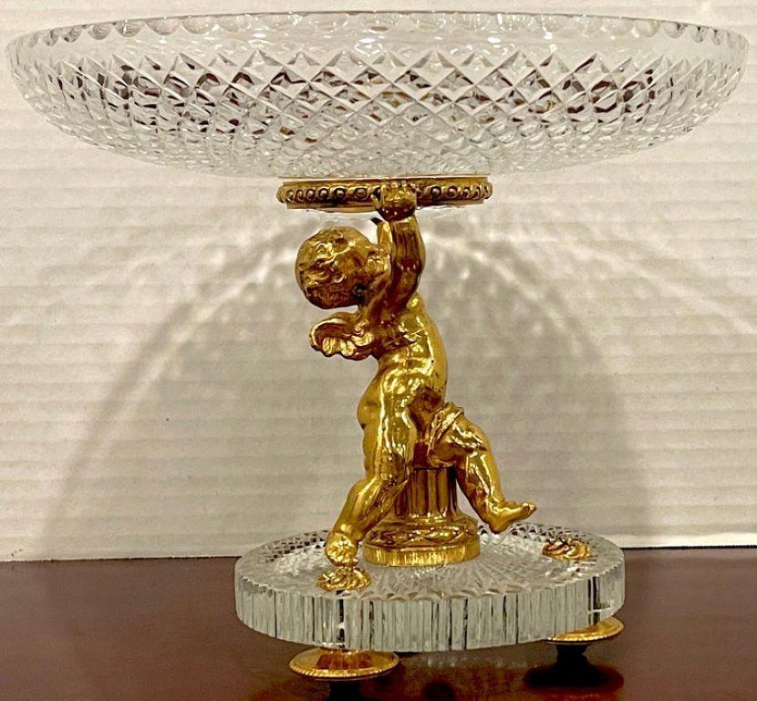 Belle Époque Baccarat Crystal & Ormolu Figural Putti Centerpiece For Sale