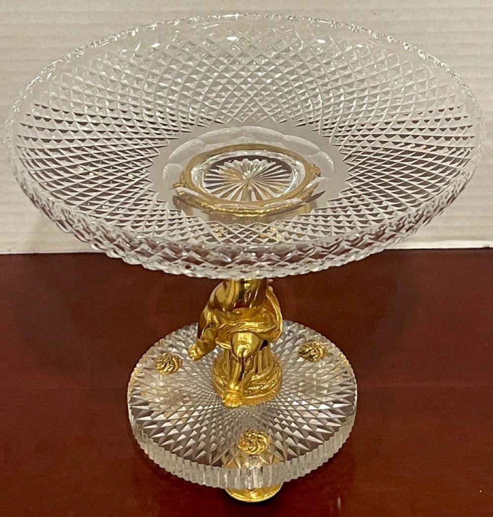 French Baccarat Crystal & Ormolu Figural Putti Centerpiece For Sale