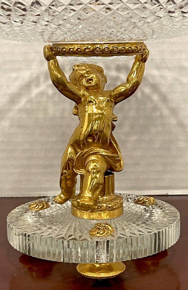 20th Century Baccarat Crystal & Ormolu Figural Putti Centerpiece For Sale