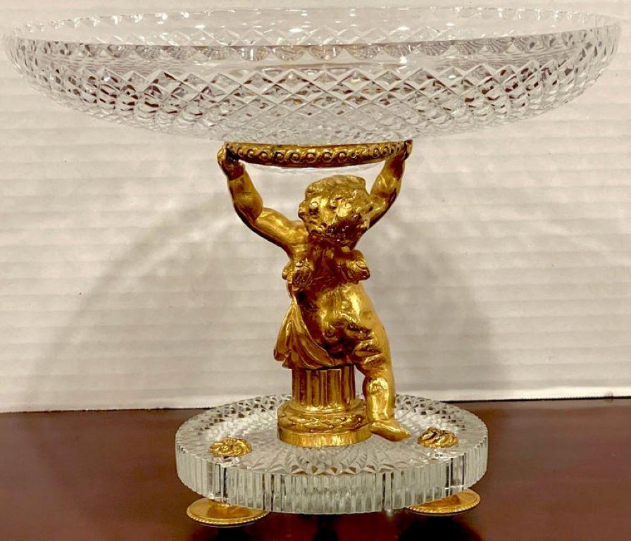 Baccarat Crystal & Ormolu Figural Putti Centerpiece For Sale 1