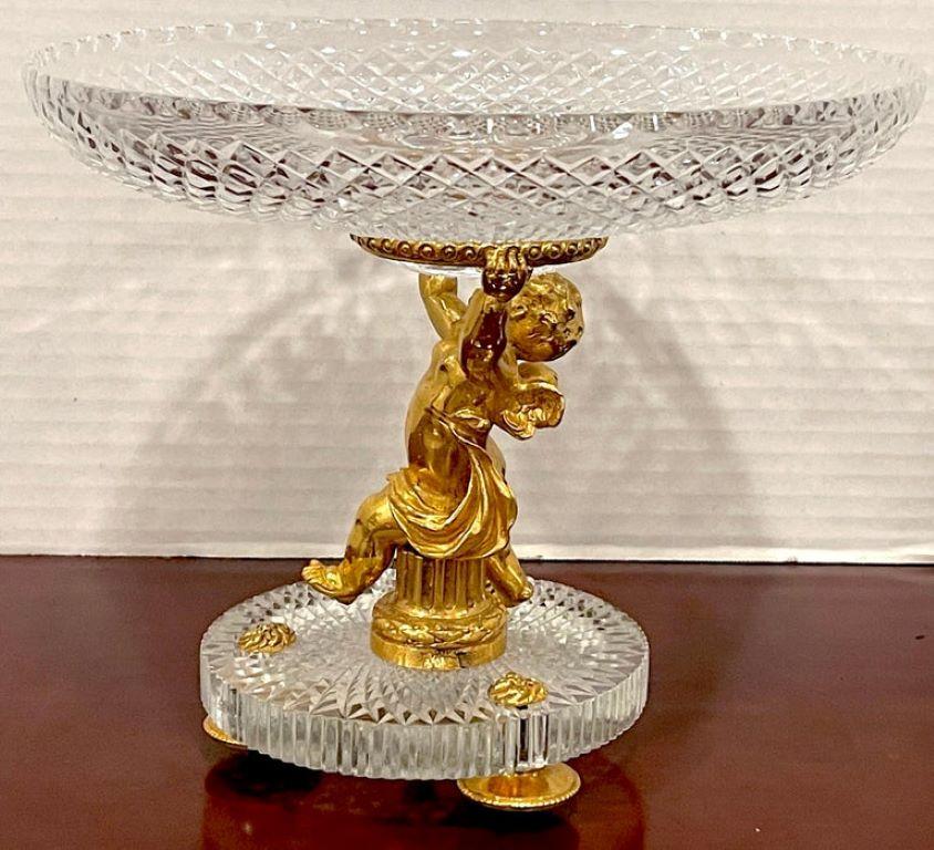 Baccarat Crystal & Ormolu Figural Putti Centerpiece For Sale 2